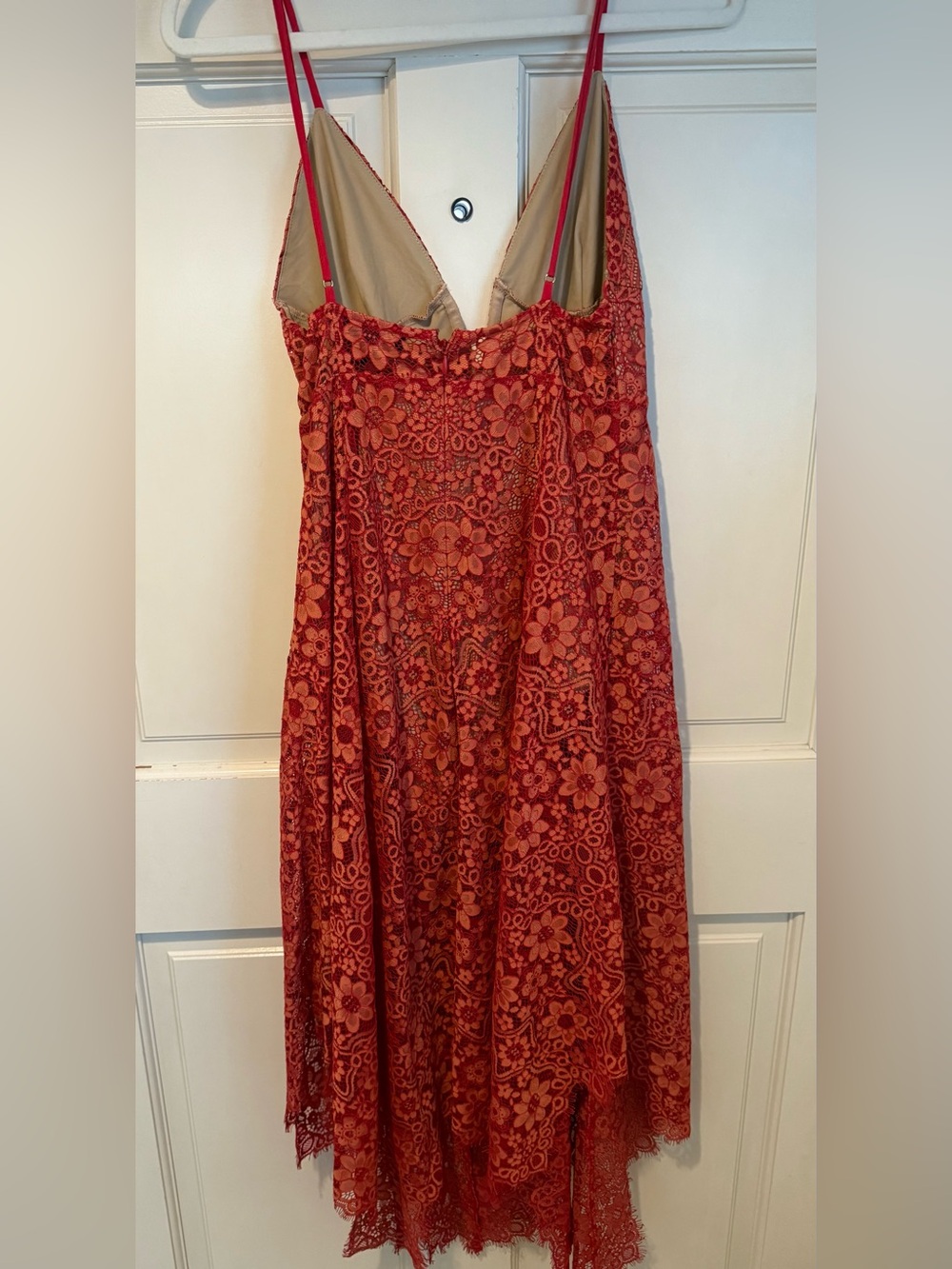 For Love & Lemons Red Floral Lace Midi Dress - Picture 3 of 4